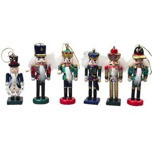 Nutcracker Ornament Set Wooden Christmas Holiday Sequins Soldiers Snowman Wood